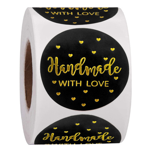 Wholesale black hot stamping handmade baking packaging seal sticker small gift cute decoration thank you label