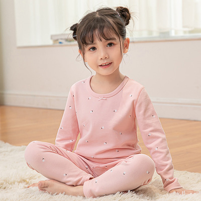寶寶純棉磨毛秋衣兒童分體秋褲女童修身內衣套裝嬰兒加厚保暖線衣