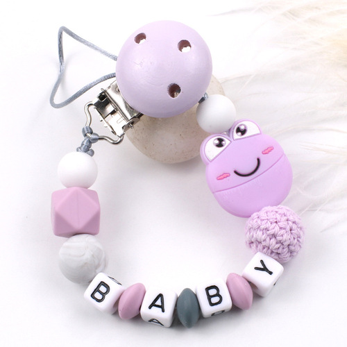Amazon's new cartoon frog silicone pacifier chain INS baby teether soothes and prevents the chain from falling off baby products