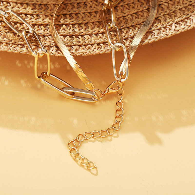 new snake bone thick chain alloy metal multilayer alloy clavicle chain