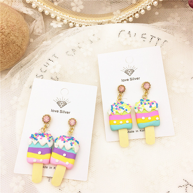 Holiday, Daily Occasion 1 Pair Simple Style Classic Style Ice Cream Inlay Plastic Resin Rhinestones Drop Earrings