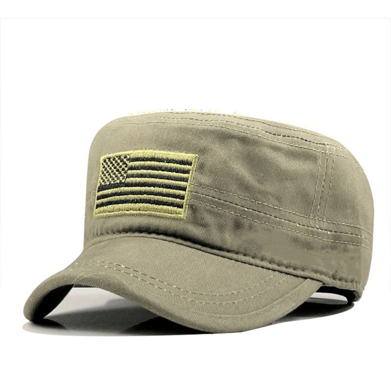 Gorra militar plana de algodón