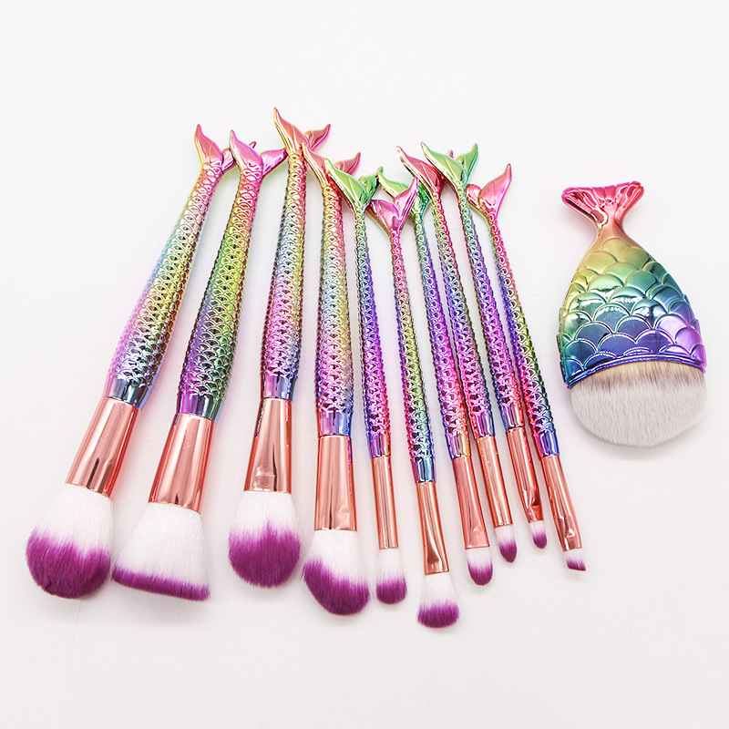 Fashion Animal Synthetic Fibre Colorful Mermaid Makeup Brushes display picture 5