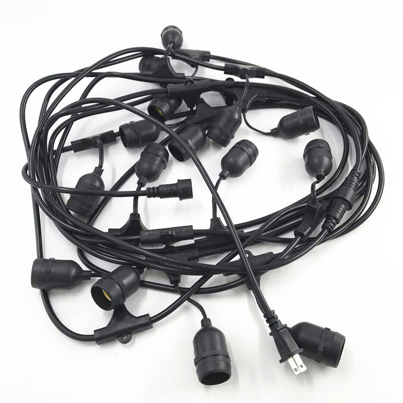 热销吊灯E26E27灯串线美规灯串户外庭院防水防雨接头线防水灯串线