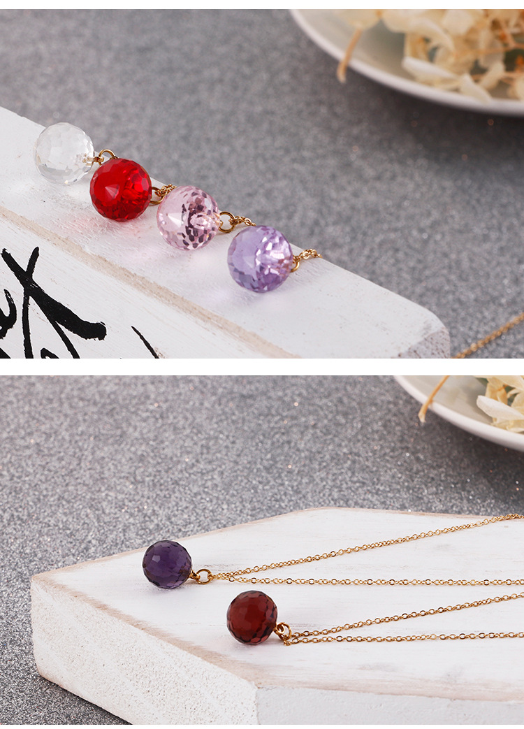 Korean Creative Colorful Glass Crystal Titanium Steel Necklace Wholesale Nihaojewelry display picture 1