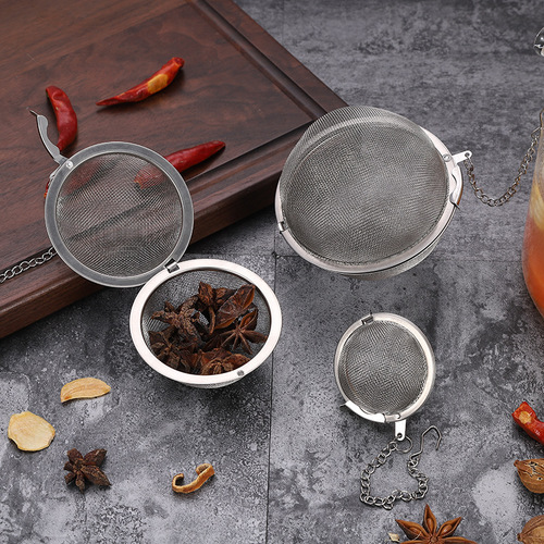 304 stainless steel tea ball, round tea filter seasoning ball, Weibao, braised seasoning ball, tea filter, tea set