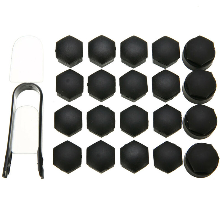 适用大众奥迪 20件套汽车轮毂螺丝帽 夹子 常规款 黑色-20个17mm