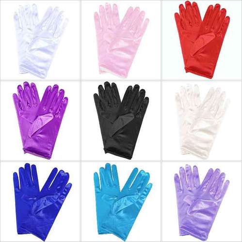 Short sun protection sports stage performance gloves bride wedding satin simple gloves light plate clothing gloves
