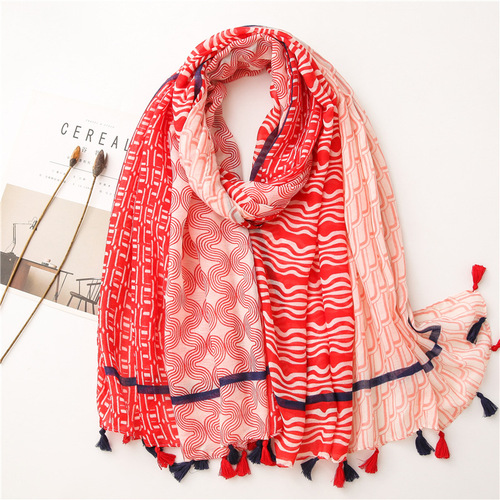 Yitao scarf new Japanese style small fresh color matching cotton and linen scarf literary forest women's travel sun protection shawl silk scarf