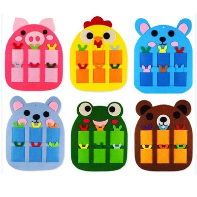 幼儿园区域材料区角活动手工自制游戏加厚不织布卡通动物进区卡袋