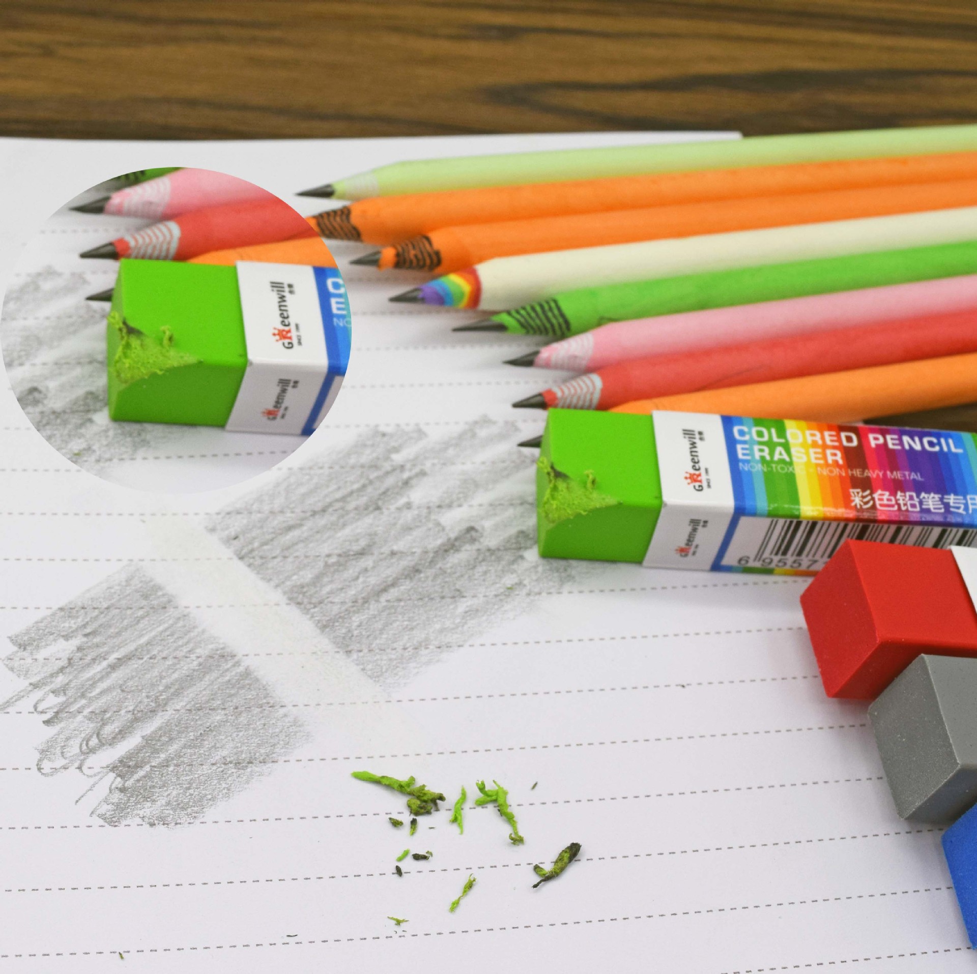 Eraser especial para plomo de color, Eraser especial para estudiantes de diseño de arte ultra limpio