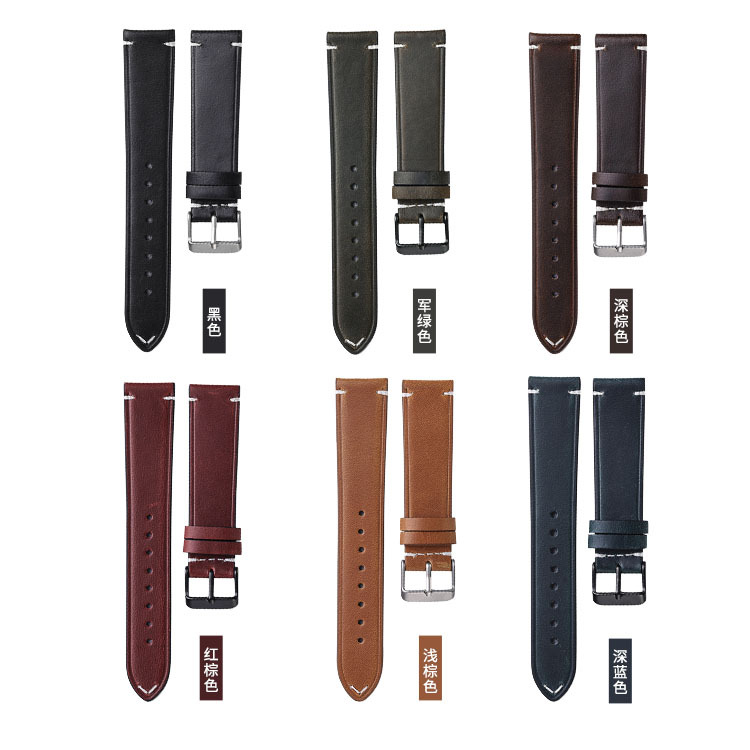 Oil Wax Retro Oily Iwatch Cowhide Watch Strap Huawei Genuine Leather Strap In Stock