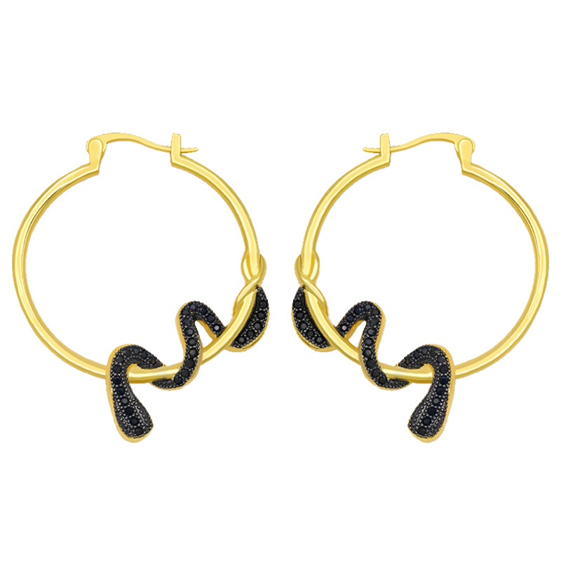 Creative Exaggerated Punk Style Inlaid Zircon Serpentine Big Earrings display picture 6