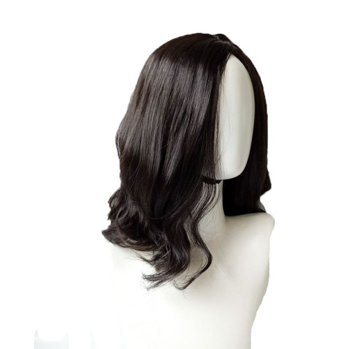 Manufacturer wholesale wig for women with medium-long hair, clavicle hair, middle-parted bangs, temperament, face-shaping, long curly hair, one-piece hair service