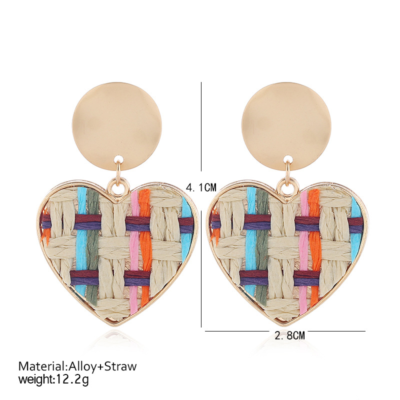 Drop Earrings Classification 1 Pair Vacation Heart Shape Alloy Straw Drop Earrings