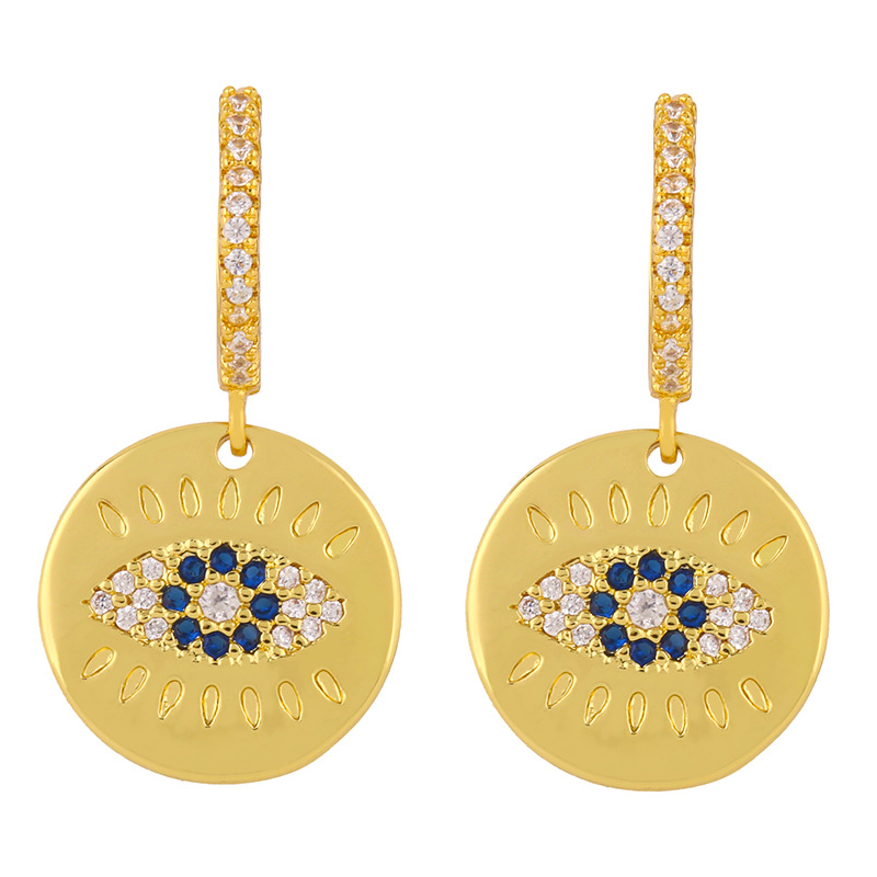 Boucles D'oreilles En Cuivre Zircon Incrustées De Fleur De Soleil Pour Les Femmes En Gros display picture 7