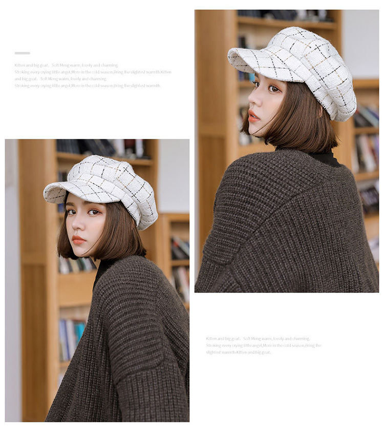 Women's British Style Lattice Flat Eaves Beret Hat display picture 8