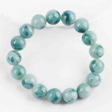 男女款缅甸翡翠手串玉石缅甸玉飘花圆珠手链10mm 玉器工艺品