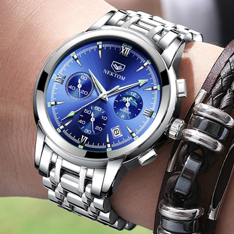 耐顿NEKTOM高档新款手表男士跨境商务石英表钢带男表爆款一件代发
