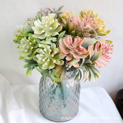 仿真植绒罗汉草尤加利植物婚庆婚礼装饰配件塑料花|ms