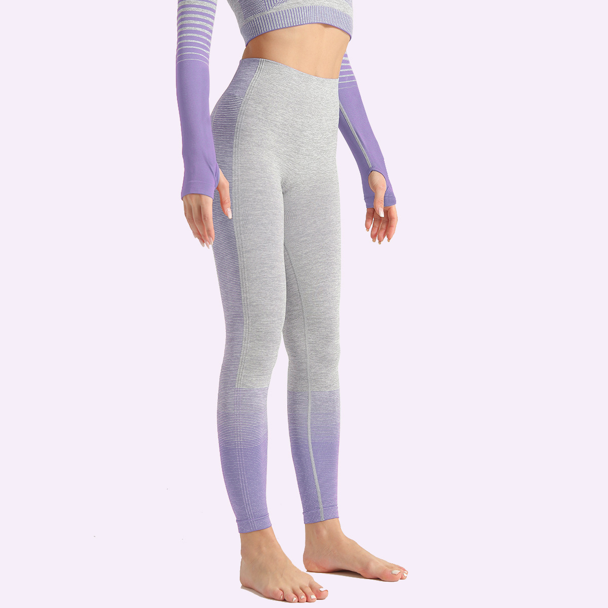 striped knitted yoga fitness yoga pants  NSLX30970