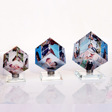 厂家供应旋转魔方 水晶影像白坯批发 DIY水晶相框工艺品
