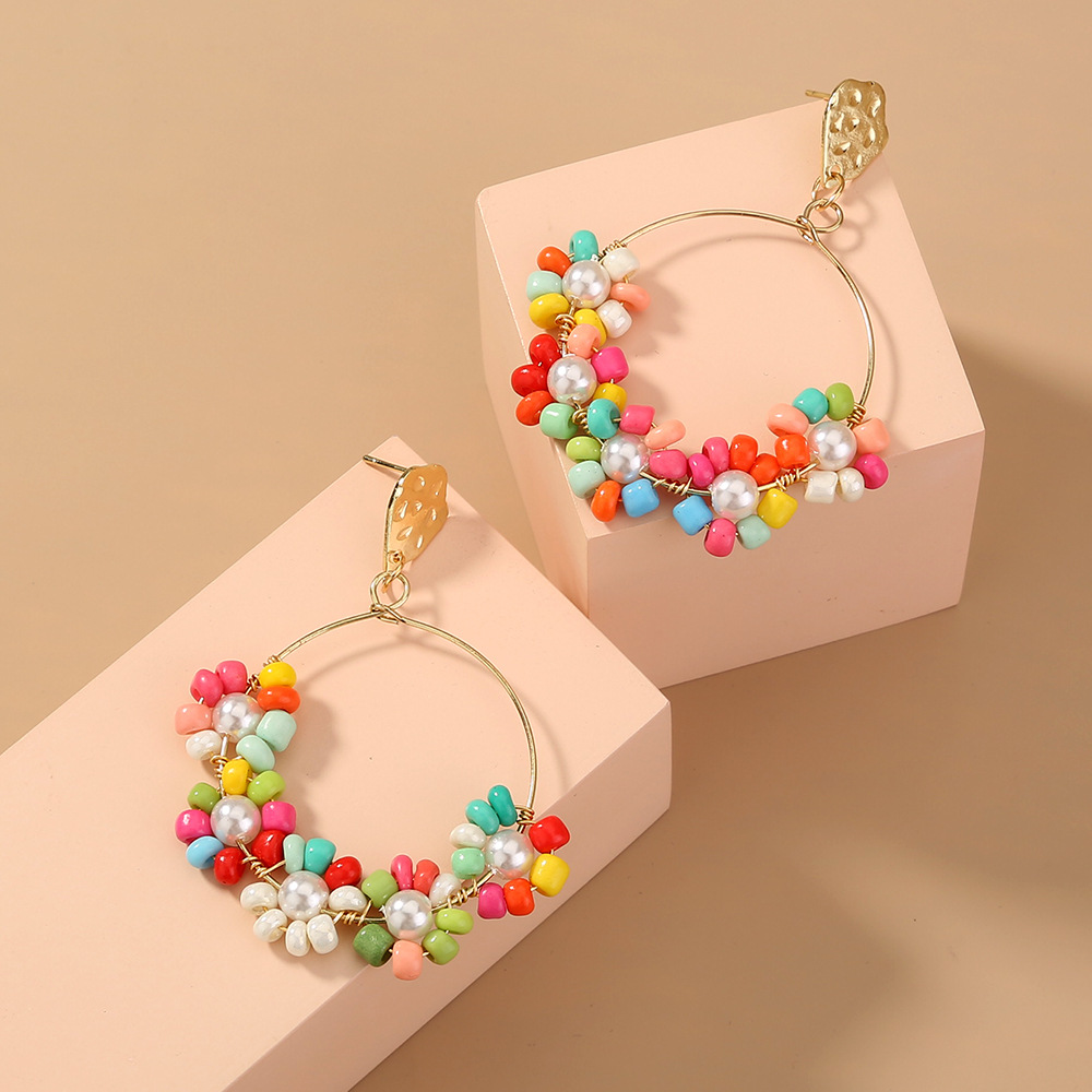 Boucles D&#39;oreilles De Mode Couronne De Perles De Bonbons Colorés display picture 2