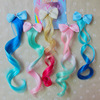 Children's wig with bow, hairgrip, fuchsia hair accessory, decorations for princess, hairpins, gradient