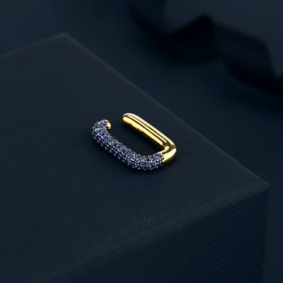 apm@ML新款幾何型鑲鑽耳夾 簡約925銀彩鑽長方形耳骨夾純銀耳飾女