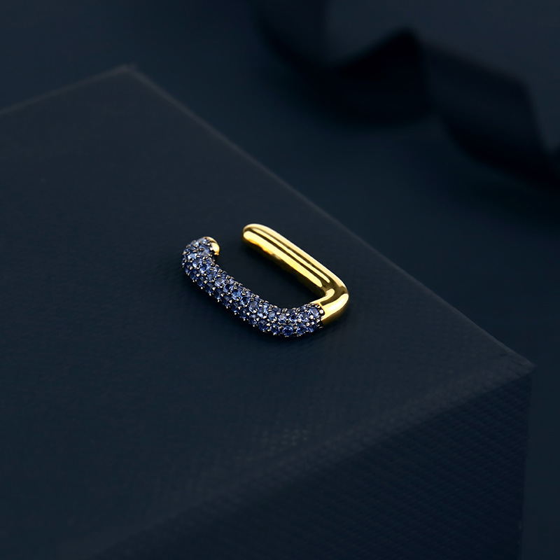 apm@ML新款幾何型鑲鑽耳夾 簡約925銀彩鑽長方形耳骨夾純銀耳飾女