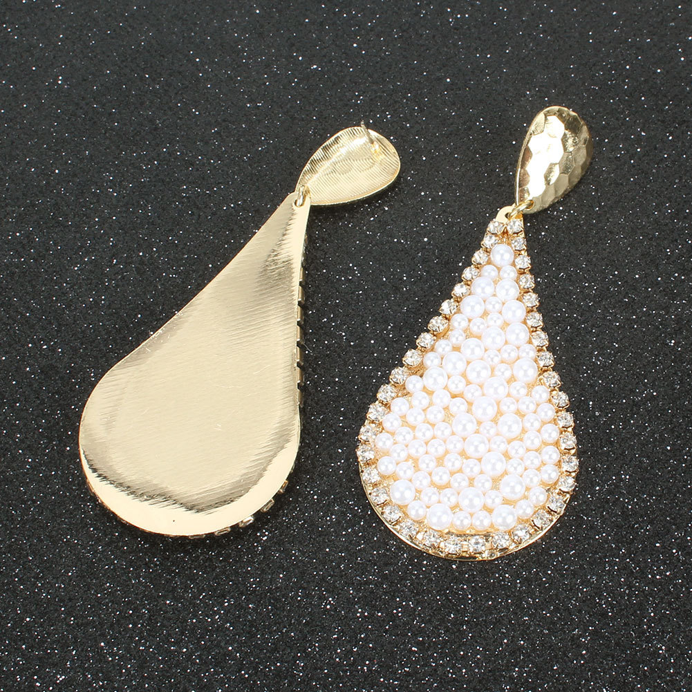 Creative Drop-shaped Alloy Inlaid Pearl Earrings Fashion Wild Earrings  Wholesale Nihaojewelry display picture 5