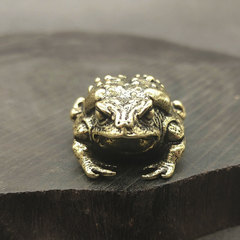Pure Brass Gold Toad Tea Pet Creative Home Office Desk Decor Small Ornament for Men Car Ornament Retro Chinese Style