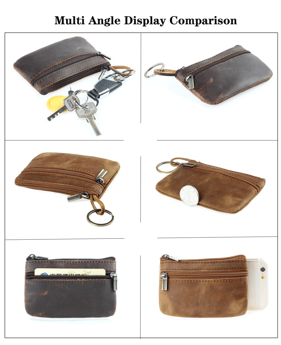 Unisex Solid Color Leather Zipper Coin Purses display picture 5