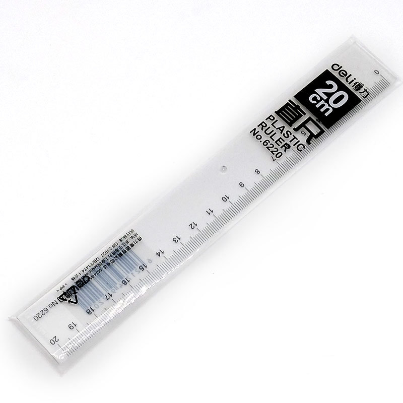 Deli ruler ruler 20cm cm plexiglass ruler plastic transparent ruler ...