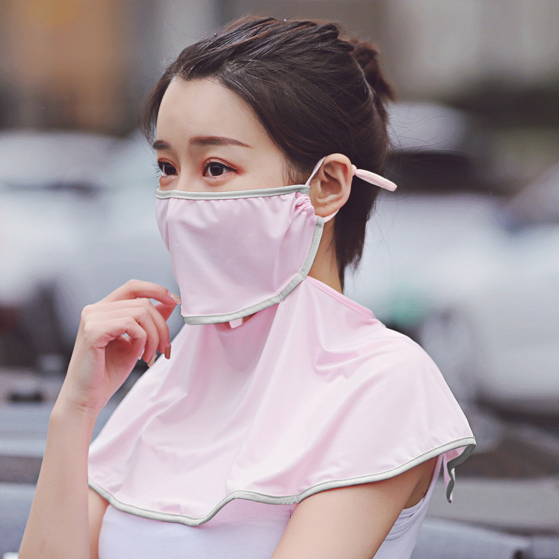 厂家直销夏季新款多功能纯色冰丝喝水口罩 护劲遮脸防晒面罩代发