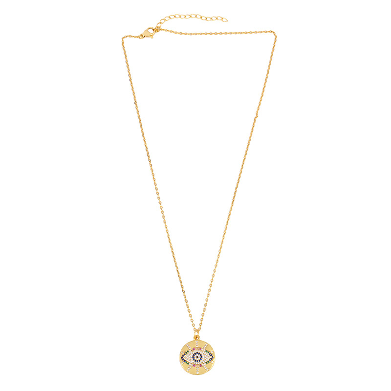 New Accessories Mother's Day Necklace Simple Micro-set Inlaid Diamond Devil's Eye Round Pendant Necklace display picture 4