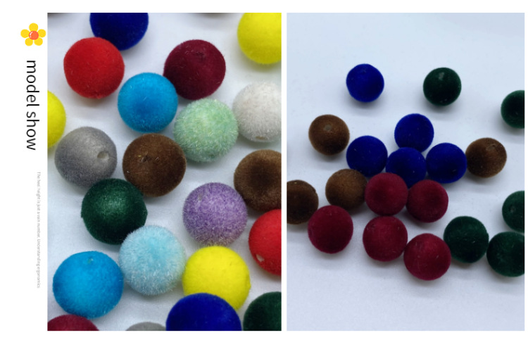 Factory direct sales of acrylic through-hole flocked round beads for diy matching and making earrings, bags, accessories and beading materials detail image 14