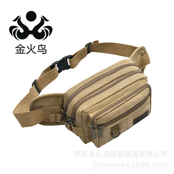 Outdoor waist bag canvas large capacity waist bag multifunctional messenger bag outdoor sports leisure bag cashier change chest bag