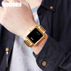 Fashionable trend electronic watch, square waterproof steel belt