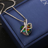 萱派 Foreign trade jewelry LOVE You FOREVER Ocean Heart of Peach Heart Crystal Clasized Clasm Claim Elberry Necklace Women