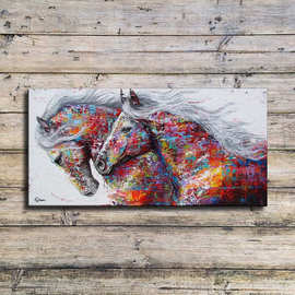 金辉艺术热卖马匹帆布画面北欧装饰动物马匹母海报版画卧室墙图片