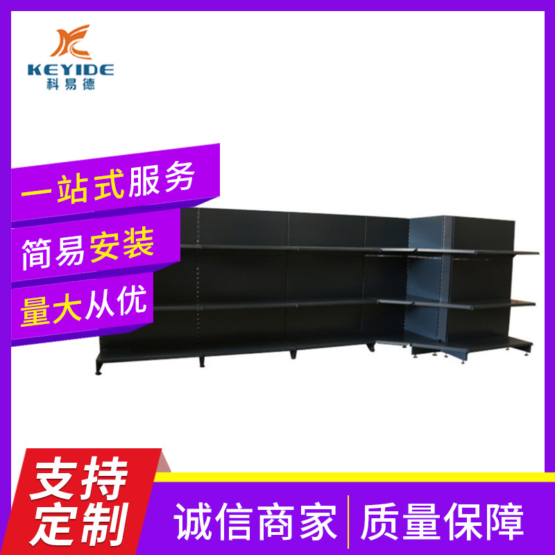 厂家供应单面金属内转角超市货架 专业批发超市展示架零食饰品架