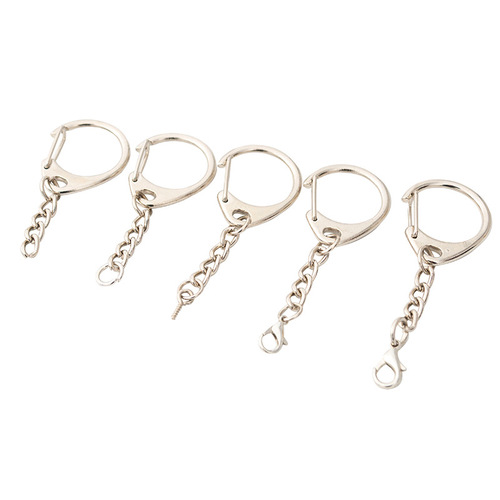 DIY metal D-shaped lobster claw keychain chain hook eyelet small pendant figure accessories hardware parts with 8-shaped rotation