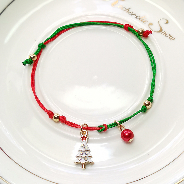 Mode Weihnachts Baum Weihnachtsmann-legierung Inlay Strass Steine Damen Armbänder 1 Stück display picture 3