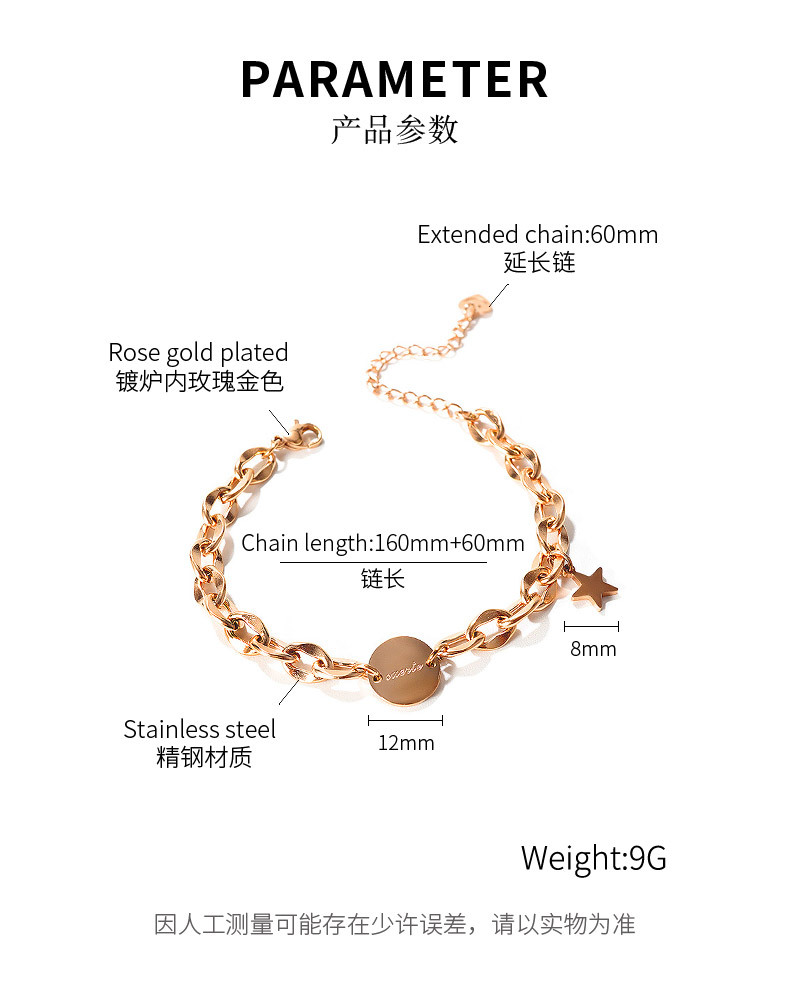 Wholesale Tendance Disque Sauvage Étoile Pendentif Dames Bracelet En Acier Titane Bijoux display picture 1