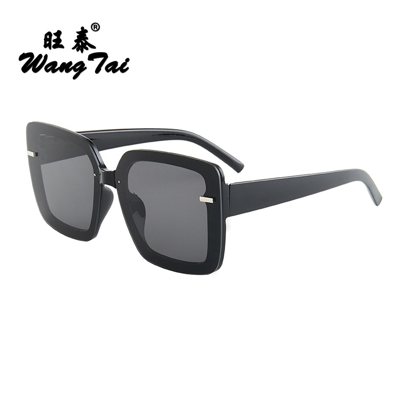 时尚铆钉大方框太阳眼镜简约粗镜腿PC方人气户外墨镜骑车框架成人|ru