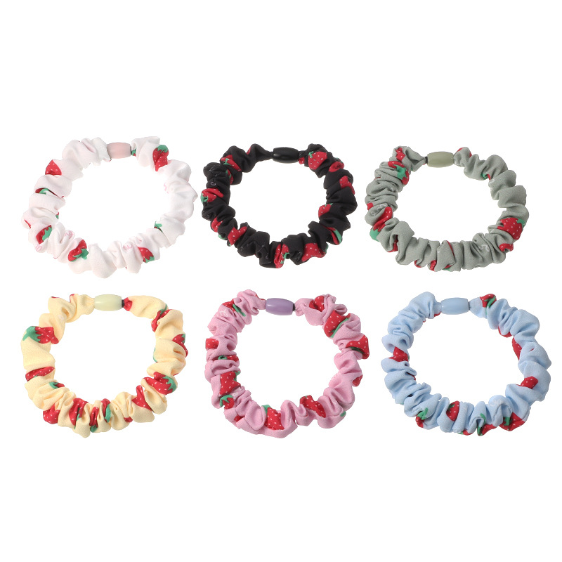 Fashion Printing Fruit Candy Color Strawberry Girls Hair Rope Rubber Band Set  Wholesale display picture 1