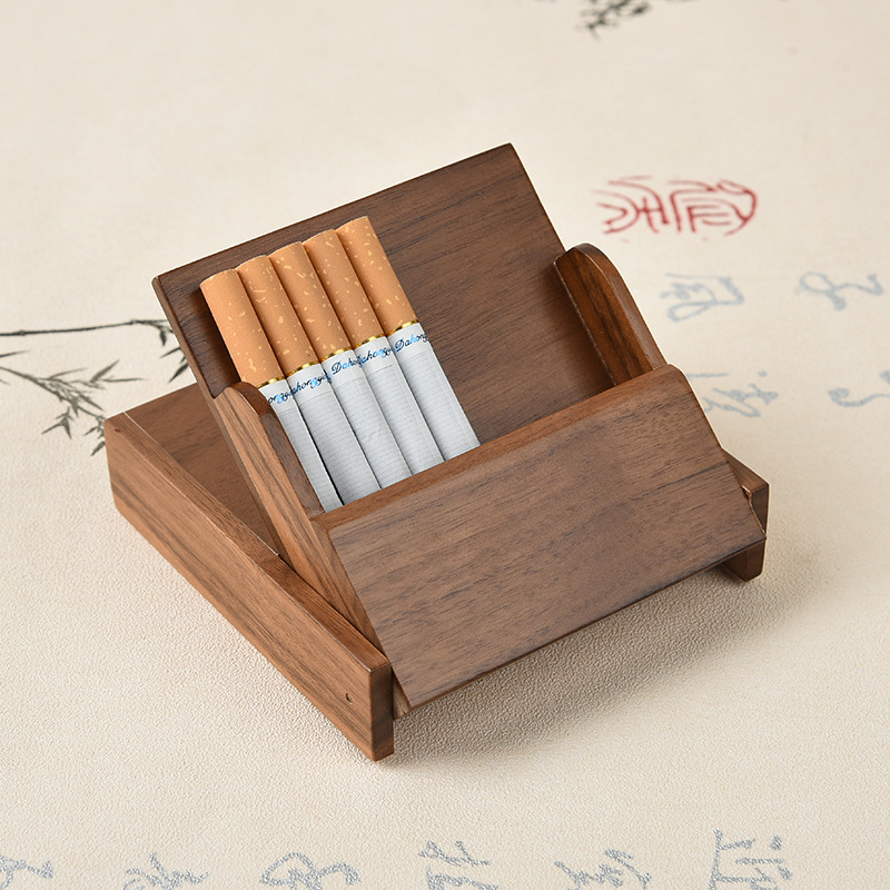 厂家直供高档木质香烟盒 胡桃木盒子礼品烟架盒批发