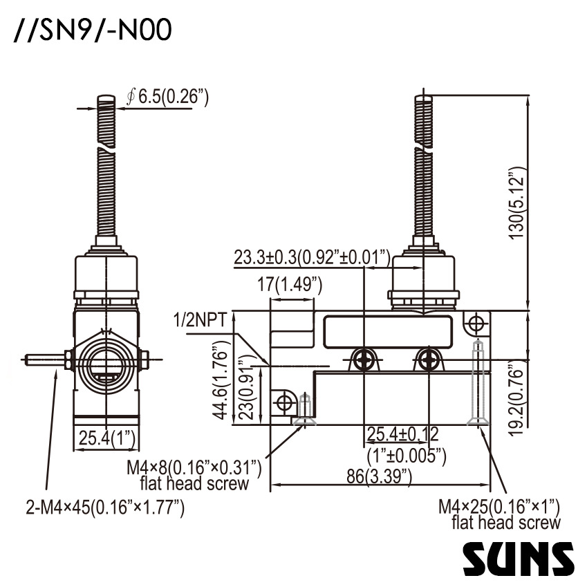  SUNSʵλSN91-N00ʽλصװг̿سߴͼ