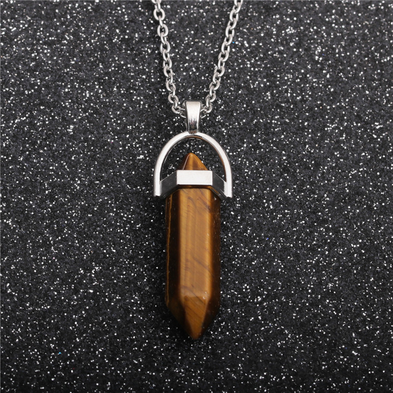 Stainless Steel Chain Hexagon Column Pendant Necklace